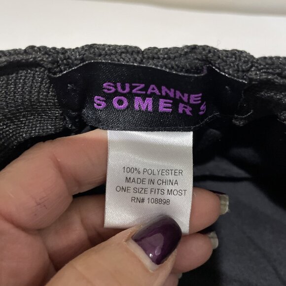 Vintage Suzanne Somers Cable Stitch Newsboy Hat Cabbie Black One Size Retro 80s - Picture 7 of 8